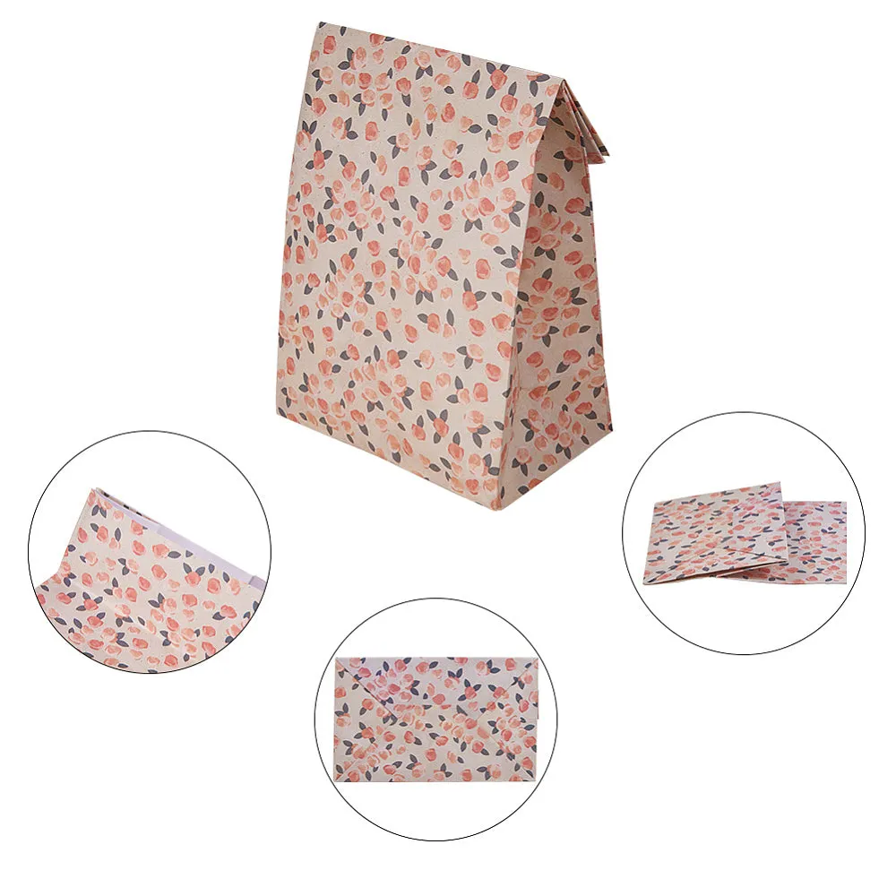 1 Set Animals Theme Plastic Bags and Flowers Floral Paper Gift Bag, Mixed Color, 23.3x13.8cm