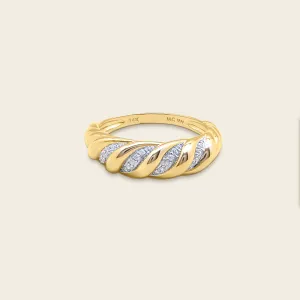 14k Solid Gold Diamond Croissant Ring