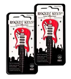 2 Red Electric Guitar Shaped Rockin' Keys