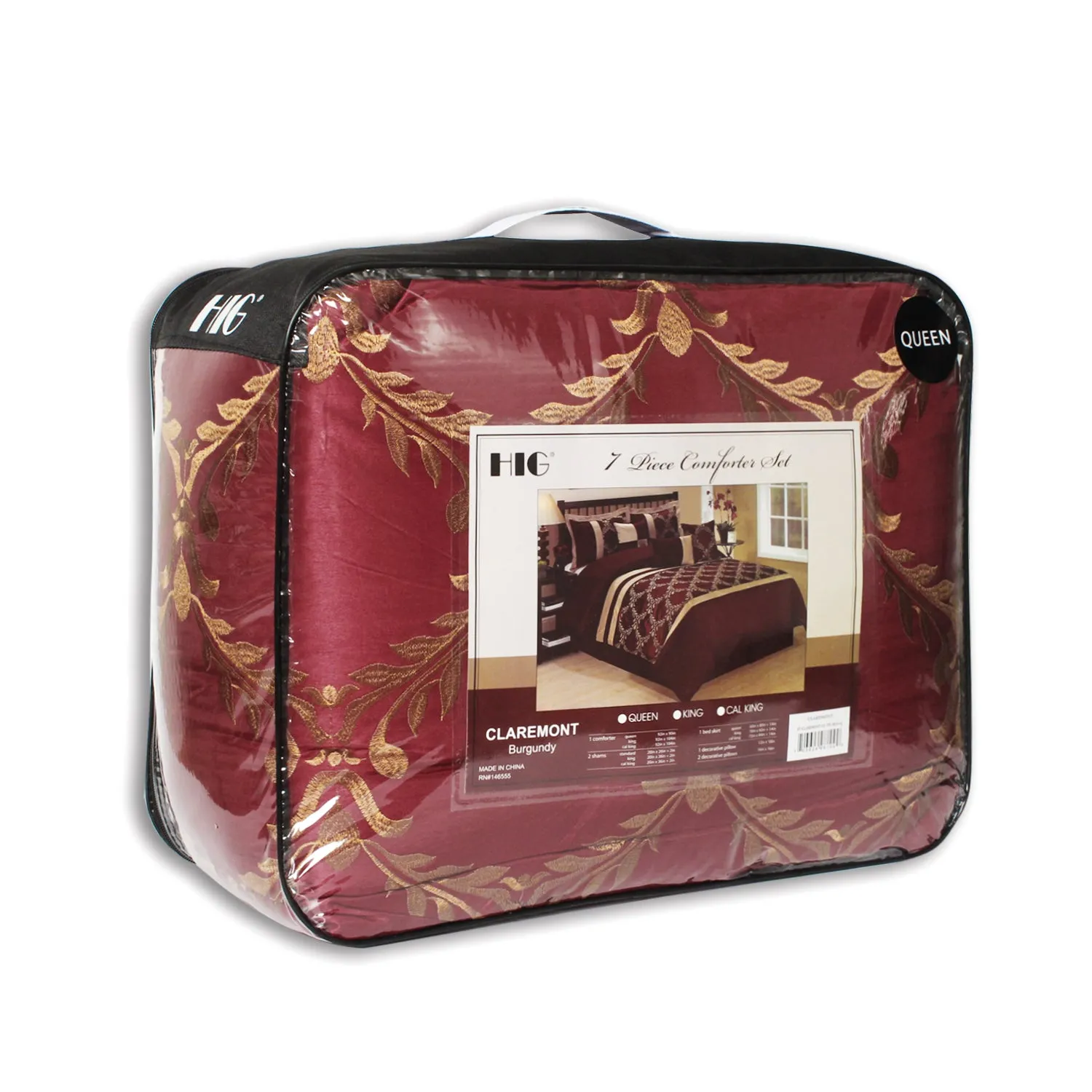 7 Piece Taffeta Fabric Embroideried Bed In A Bag  Comforter Set-Claremont