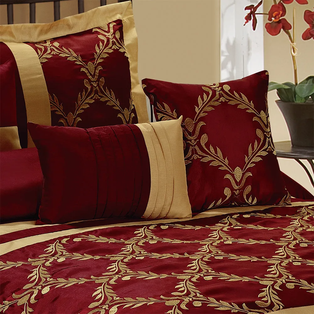 7 Piece Taffeta Fabric Embroideried Bed In A Bag  Comforter Set-Claremont