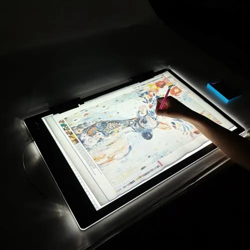 A4 Rechargeable Light Pad with Carry Bag, KOBAIBAN Wireless Magnetic Tracing Light Box, 5-Level Brightness LED Light Tablet Board, Cordless Battery Powered Light Drawing Table for DIY Diamond Painting