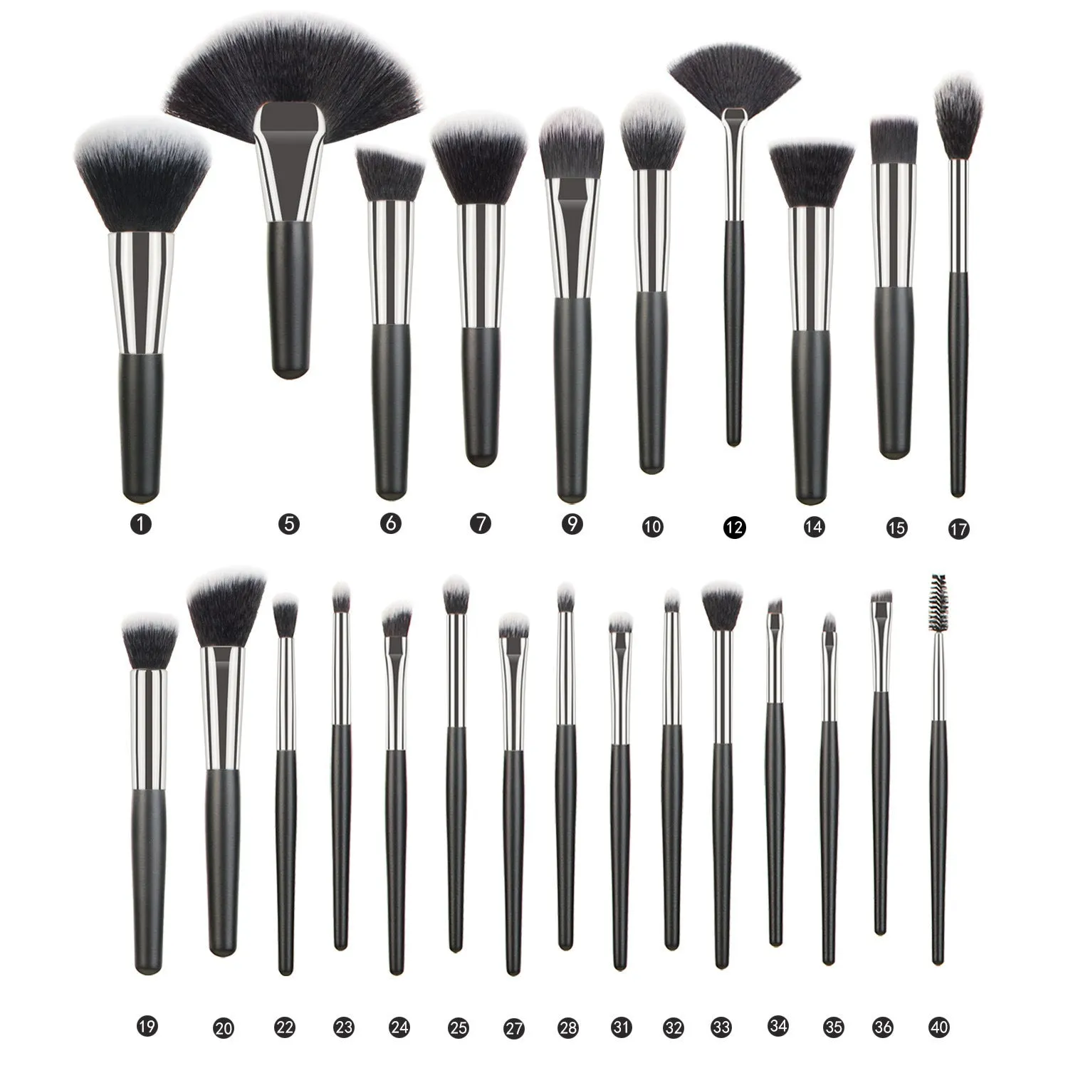 Animal Hair Makeup Brush Full Set