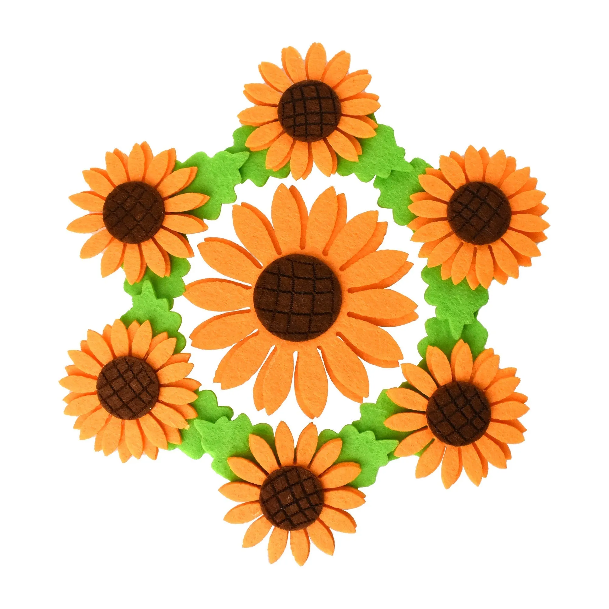 Assorted Felt Adhesive Sunflowers, 6-1/2-Inch, 3-Piece