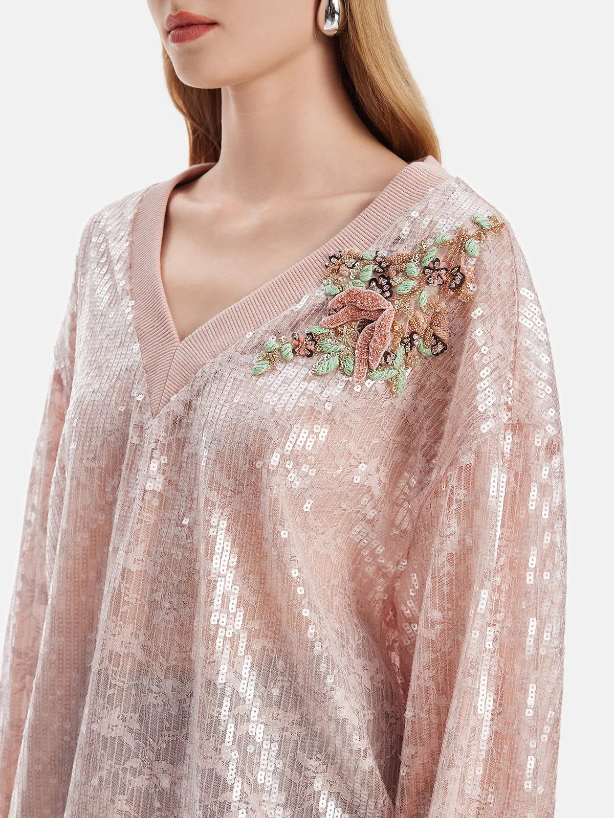 Baroque Lace Sequin Blouse