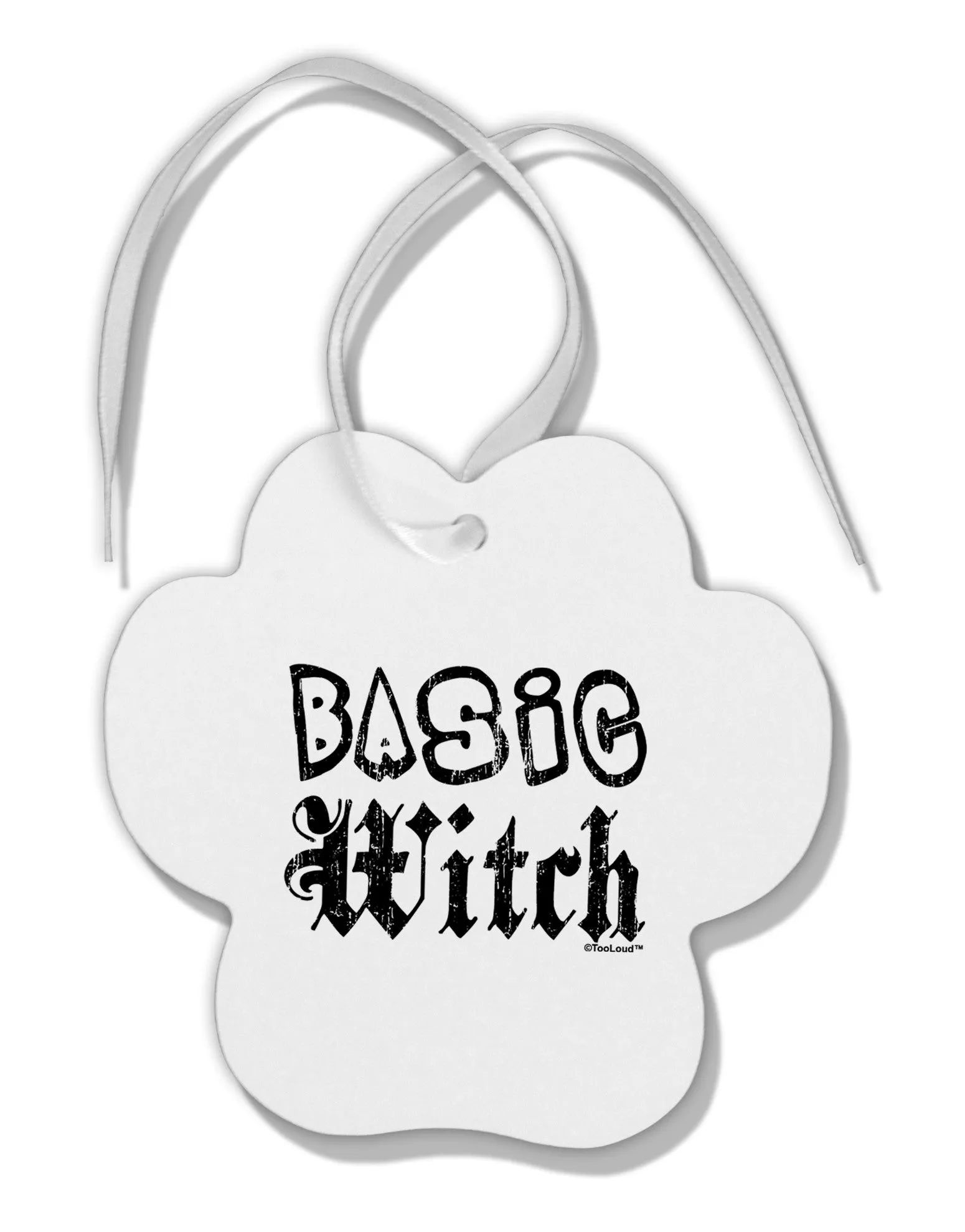 Basic Witch Distressed Paw Print Shaped Ornament