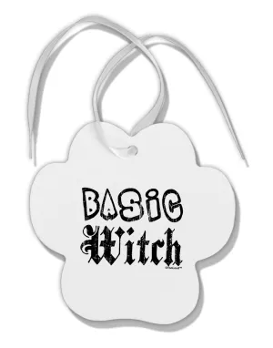 Basic Witch Distressed Paw Print Shaped Ornament