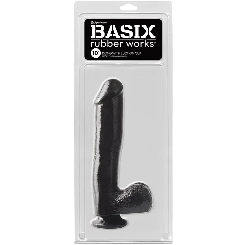 Basix Rubber Works Dong with Suction Cup-Black 10