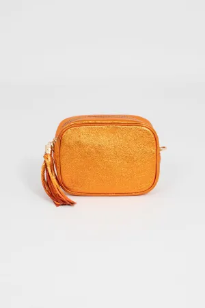 Beau - Italian Leather Crossbody Bag - Burnt Orange, Metallic