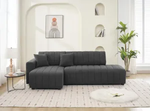 Black Fabric Sectional With Throw Pillows- Model Fall