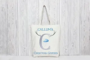 Blue Nose Antler Initial Christmas Bag