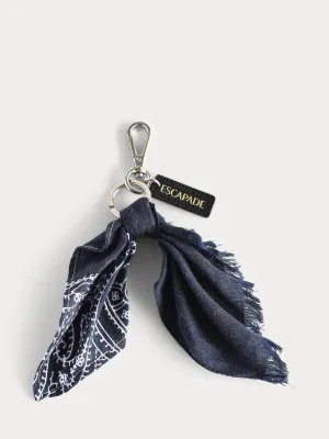 Blue Vintage Bandanna Key Ring / Bag Charm