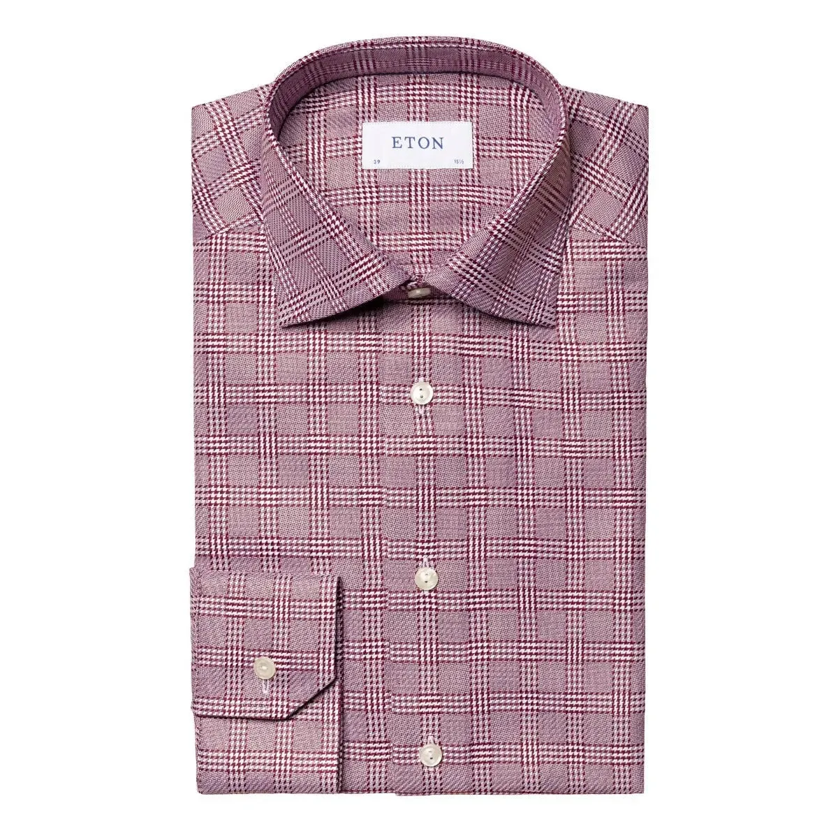 Burgundy Checked King Twill Contemporary Fit Shirt