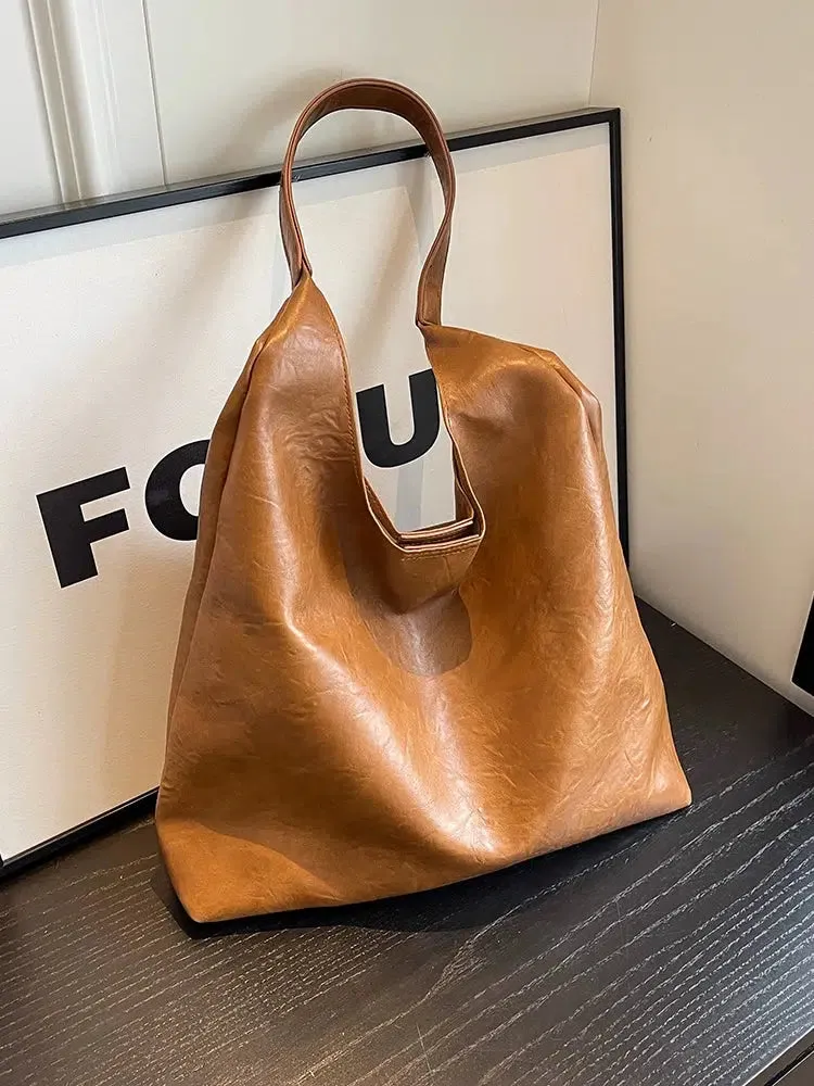 Casual Faux Leather Bucket Bag