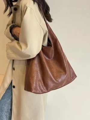 Casual Faux Leather Bucket Bag