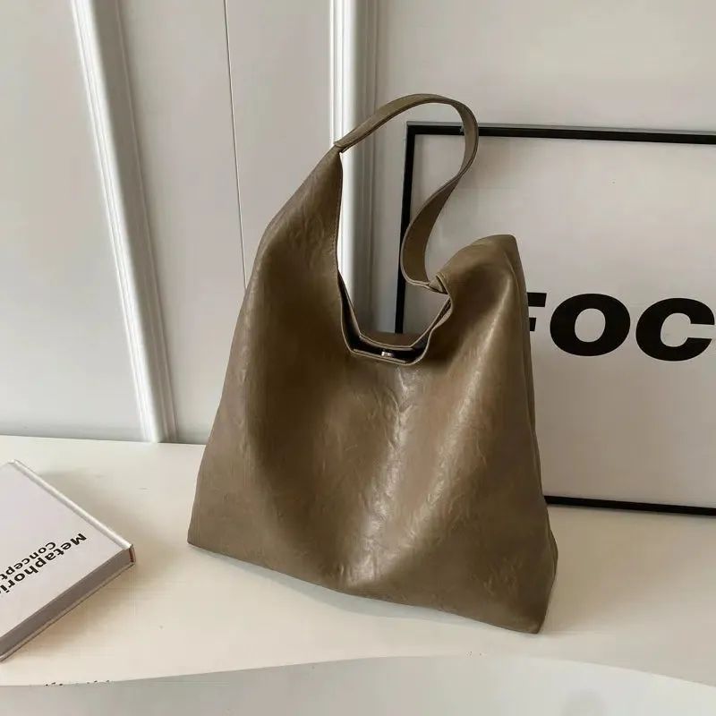 Casual Faux Leather Bucket Bag