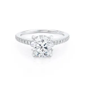 CATALINA - Round Diamond Shoulder Set 18k White Gold Engagement Ring