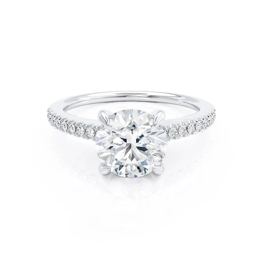 CATALINA - Round Diamond Shoulder Set 18k White Gold Engagement Ring