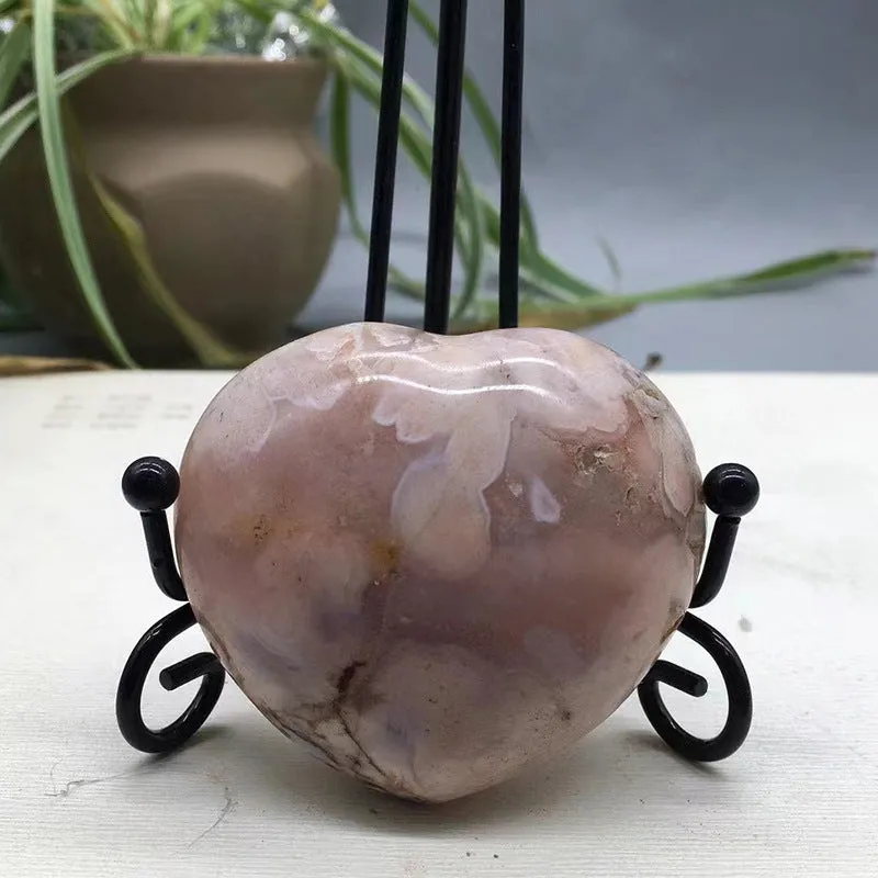 Cherry Blossom Agate Heart Shape