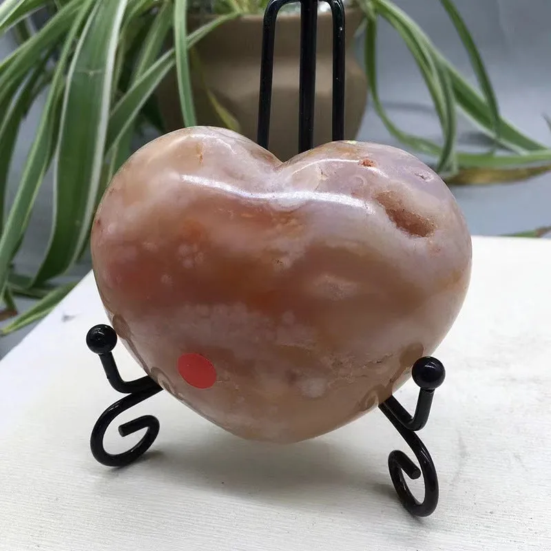 Cherry Blossom Agate Heart Shape