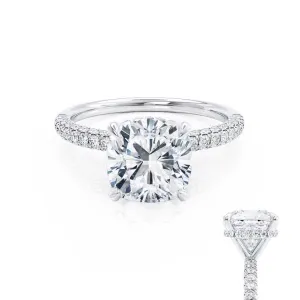 COCO - Cushion Diamond Hidden Halo Triple Pavé Shoulder Set Platinum 950 Engagement Ring