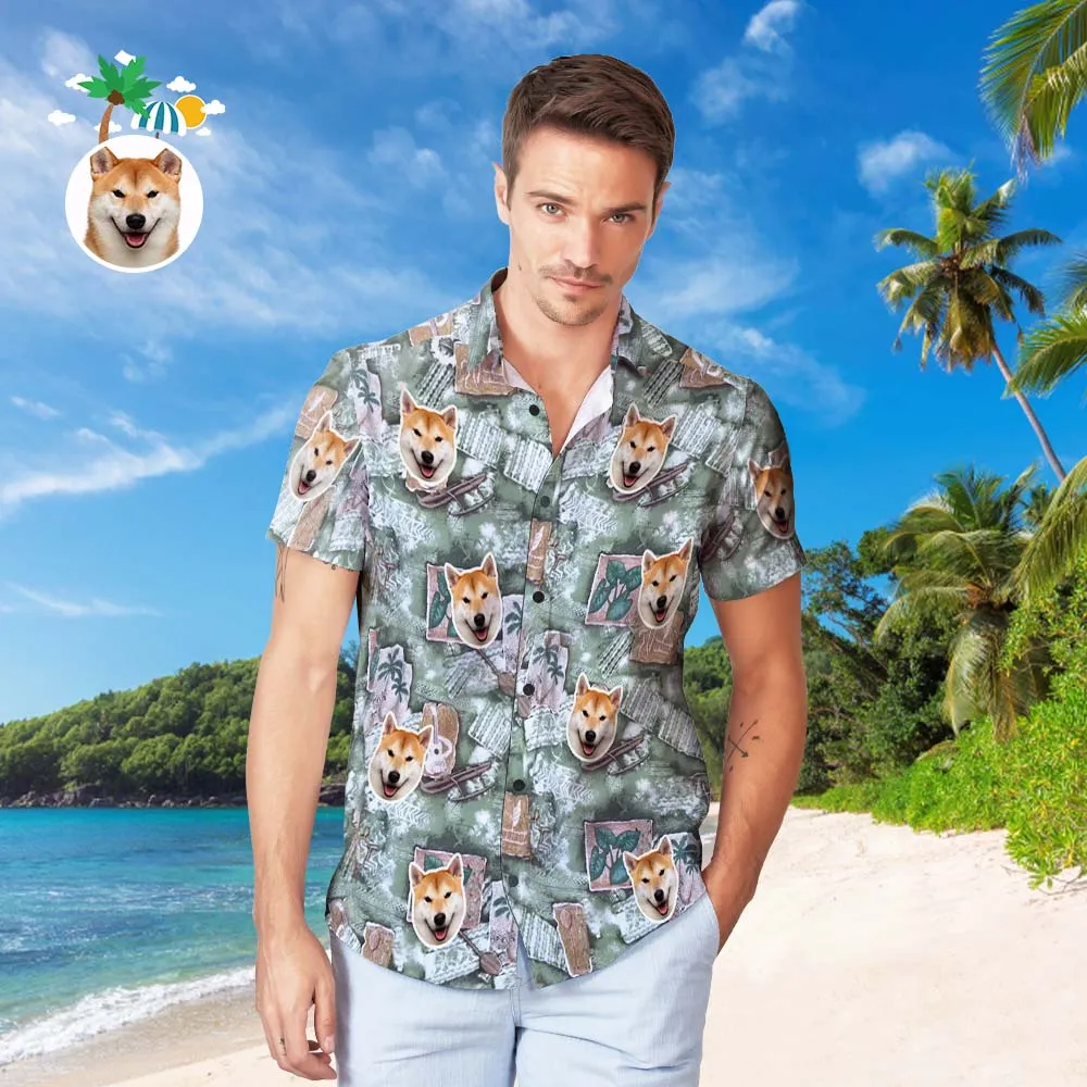 Custom Face Hawaiian Shirt Men's Popular All Over Print Hawaiian Beach Shirt Holiday Gift - Retro Nostalgia