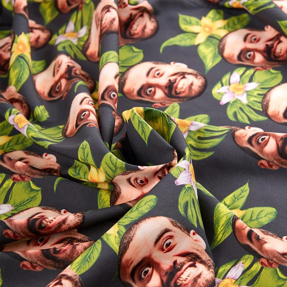 Custom Hawaiian Shirt with Face All Over Print Leaves for Men