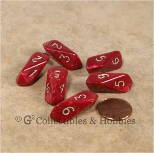 D6 Crystal Pearl Dice 6pc Set - Red