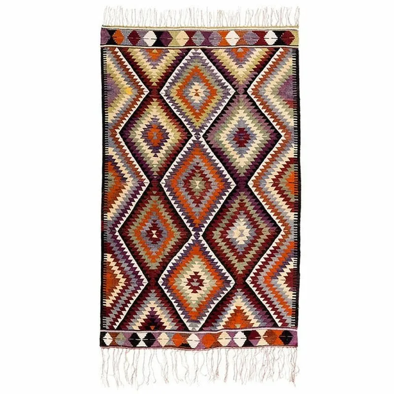 Dazzling Diamond 100% Wool Hand-Woven Kilim Rug