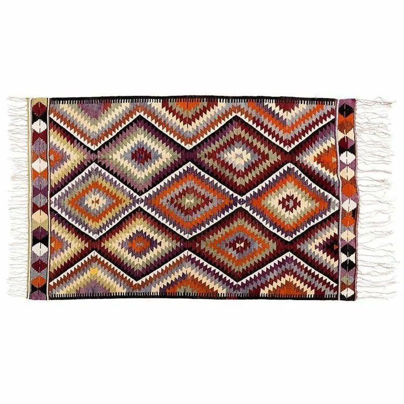 Dazzling Diamond 100% Wool Hand-Woven Kilim Rug