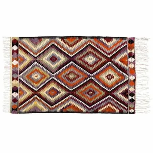 Dazzling Diamond 100% Wool Hand-Woven Kilim Rug