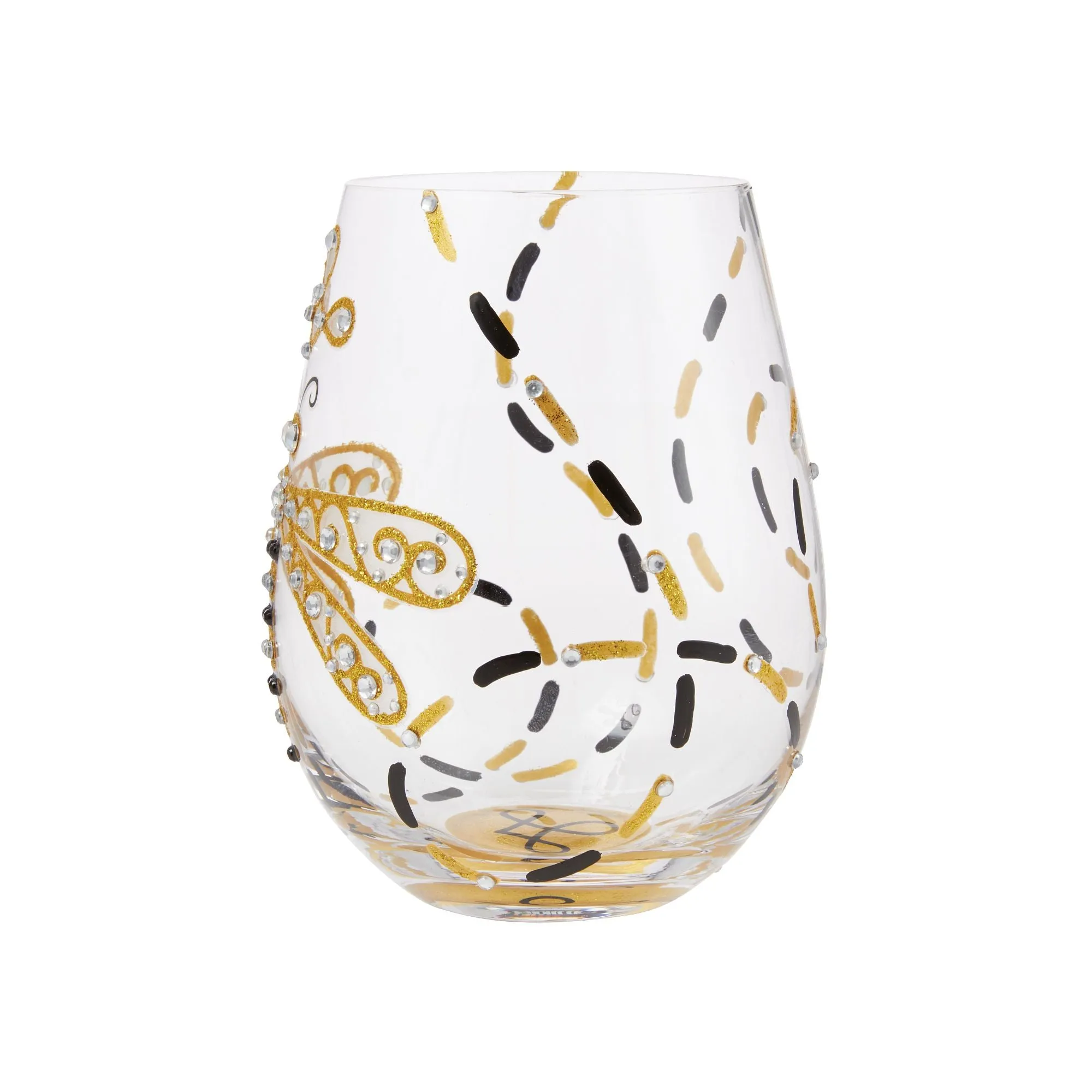 Dazzling Dragonfly Hand Painted Stemless Wine Glass