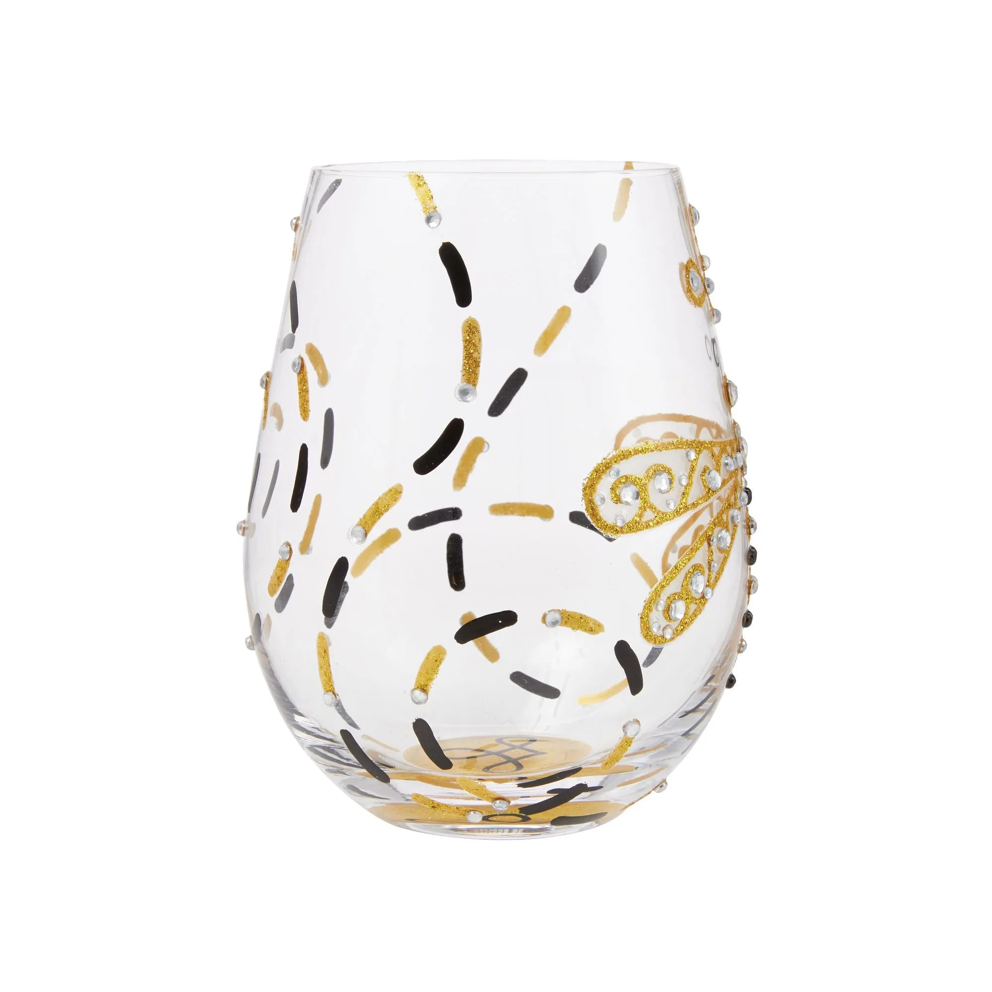 Dazzling Dragonfly Hand Painted Stemless Wine Glass