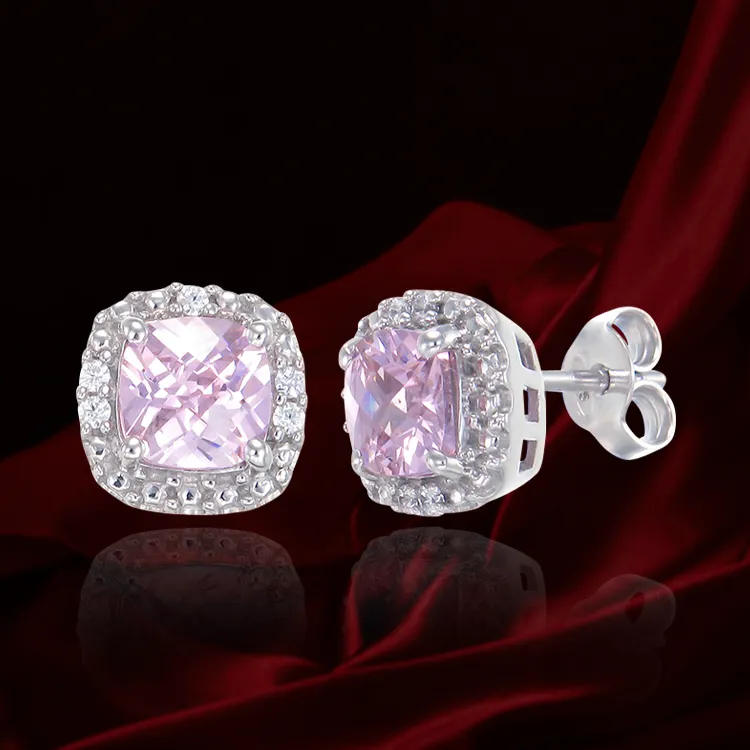 Dazzling Pink Earrings with Sparkling Halo