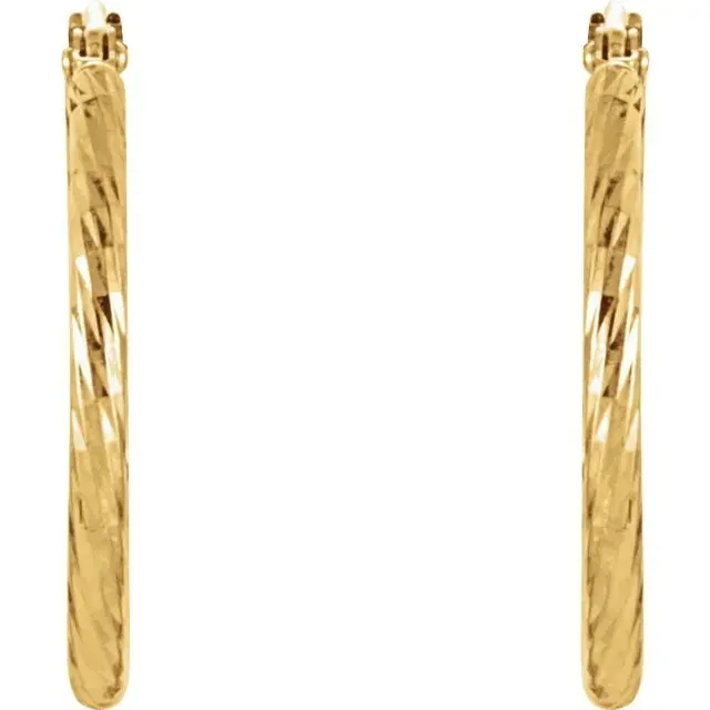 Diamond Cut Hoop Gold Earrings