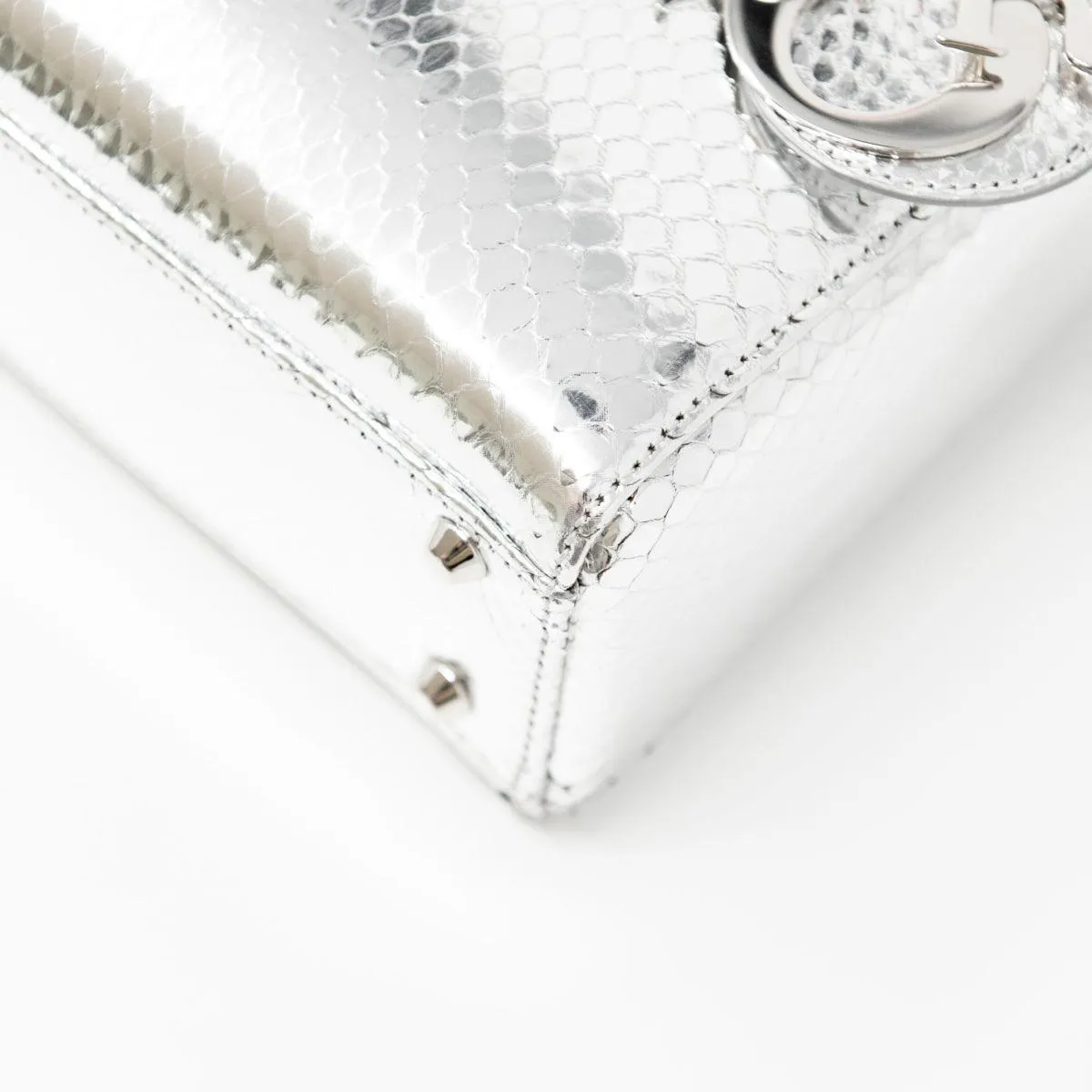 Dior Silver Python Mini Lady Dior Bag