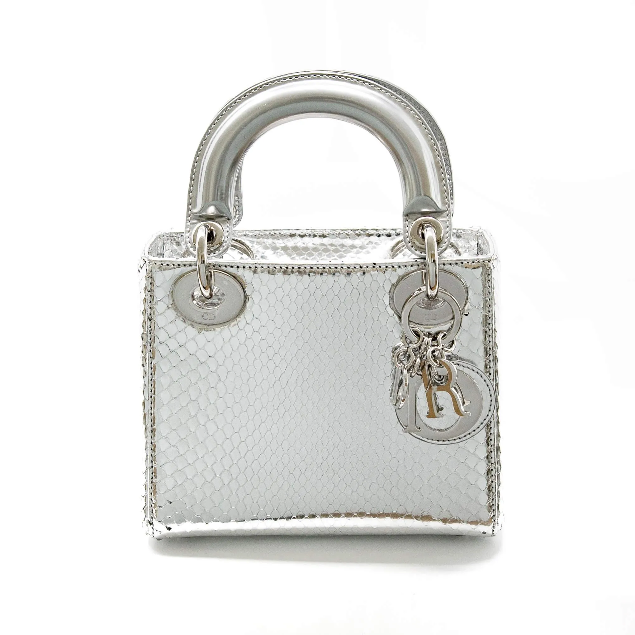 Dior Silver Python Mini Lady Dior Bag