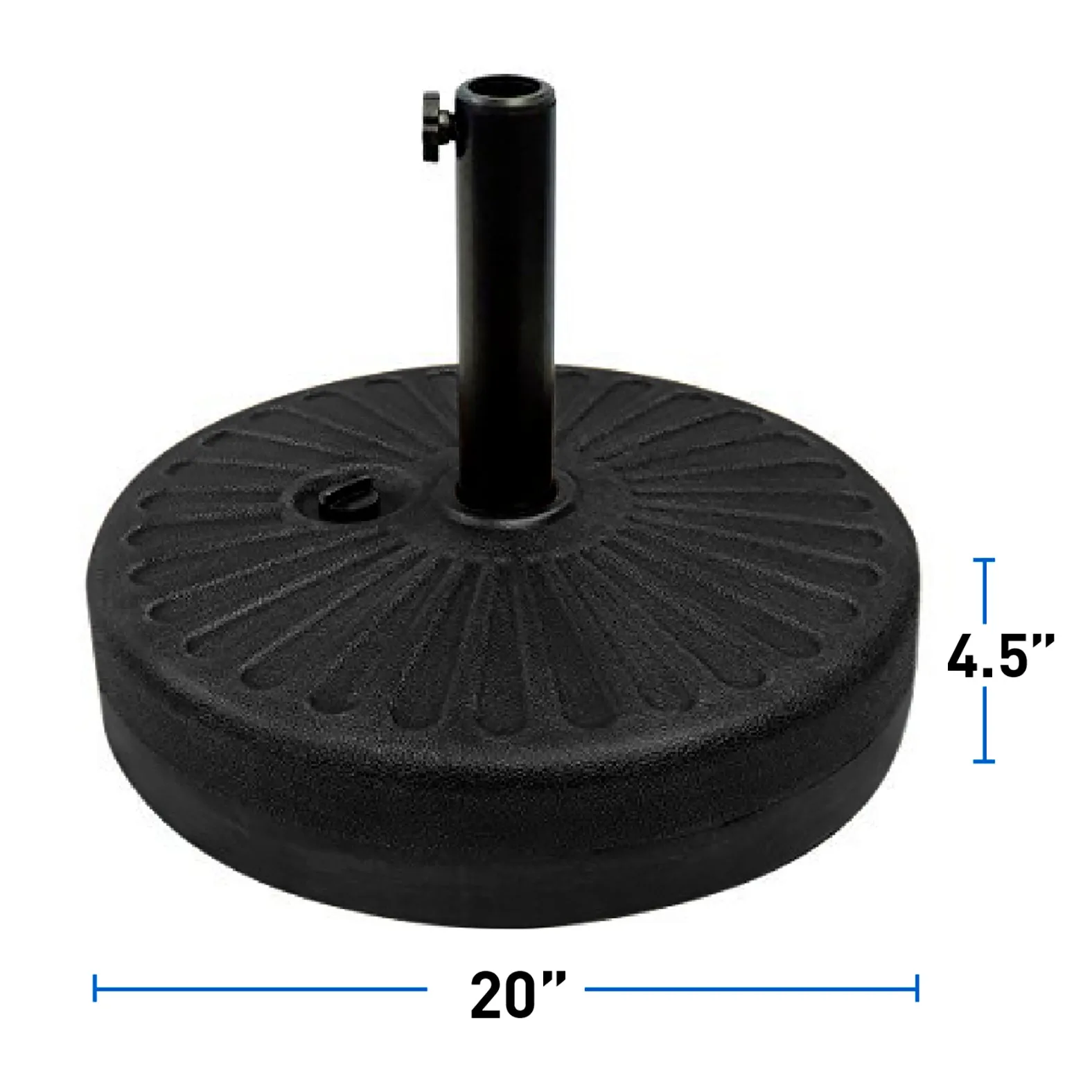 EasyGo Round Umbrella Base Weight – Black Finish –50 Pound Water or Sand Weighted Plastic Universal Stand