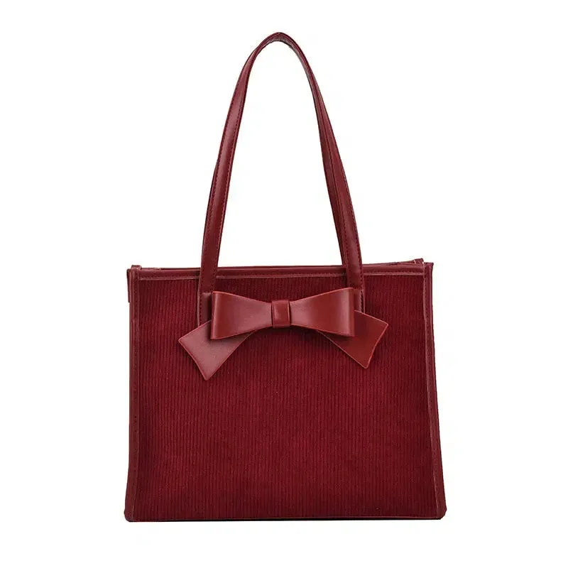 Elegant Suede Bow-Accent Tote Bag