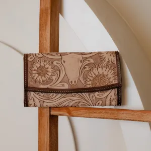 Engraved Tooled Leather Women's Wallet