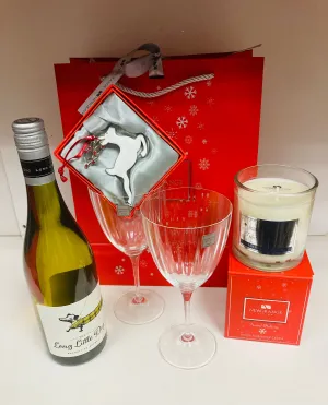 Festive White Wine Gift Bag