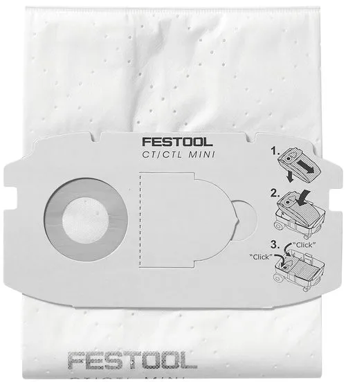 Festool Self Clean 498410 Filter Bag for CT MINI (Pack of 5)