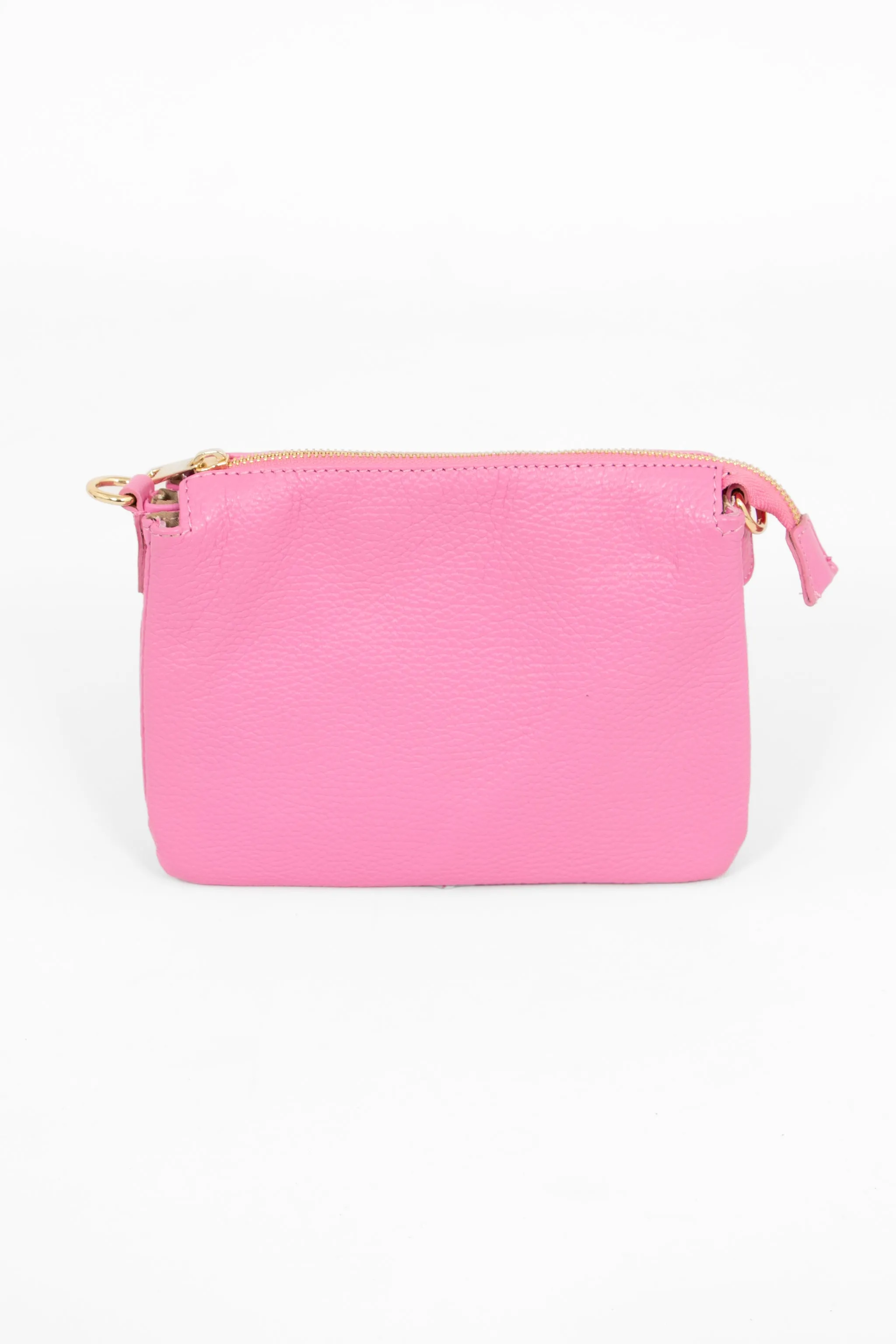 Gia - Italian Leather Crossbody Bag - Hot Pink, Pebbled