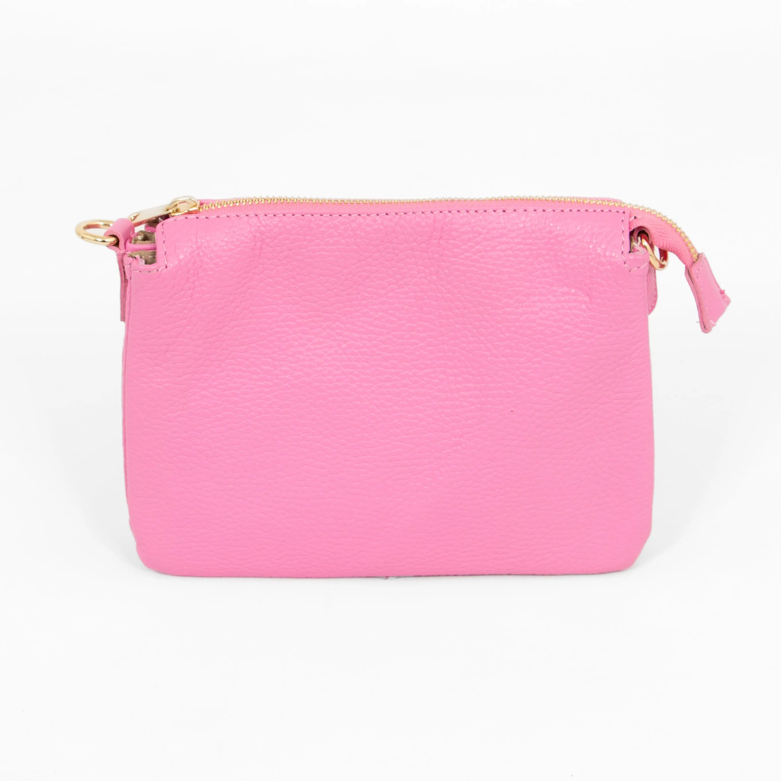 Gia - Italian Leather Crossbody Bag - Hot Pink, Pebbled