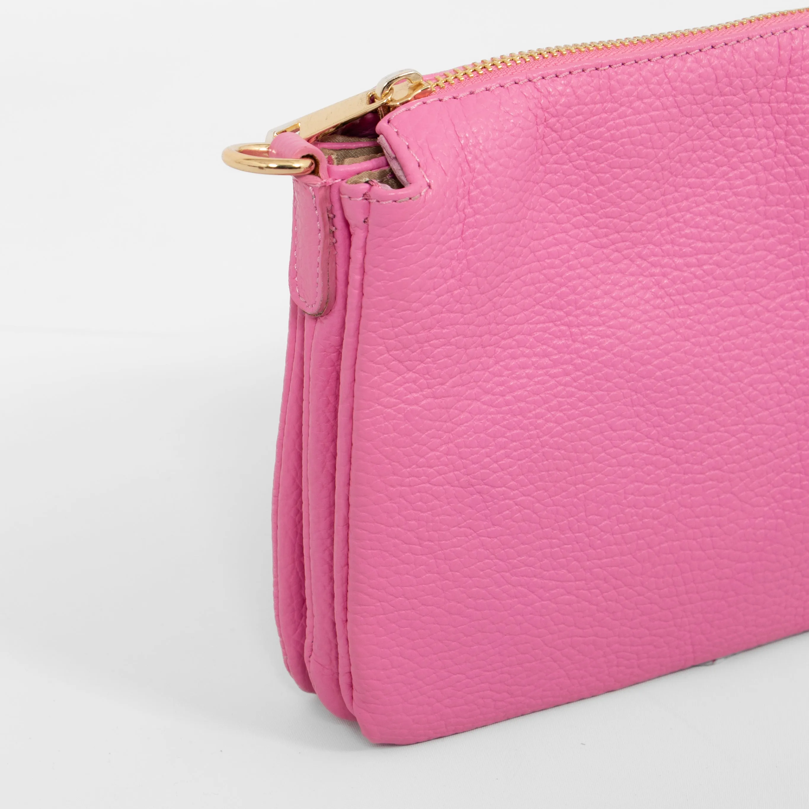 Gia - Italian Leather Crossbody Bag - Hot Pink, Pebbled