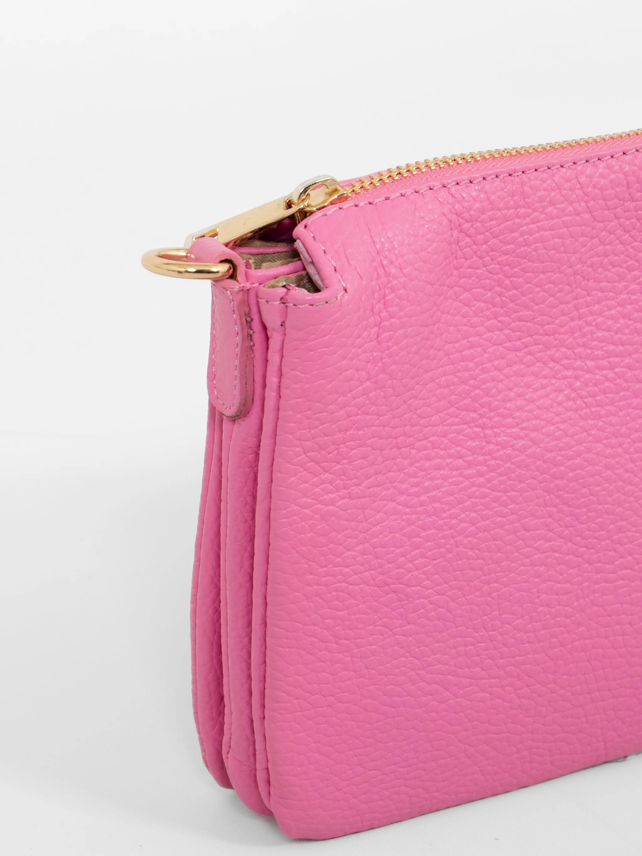 Gia - Italian Leather Crossbody Bag - Hot Pink, Pebbled