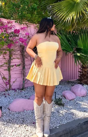 Good Days Yellow Strapless Mini Dress