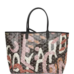 Goyard Limited Edition Black Goyardine Canvas Lettres Camouflage St. Louis PM Tote Bag Palladium Hardware