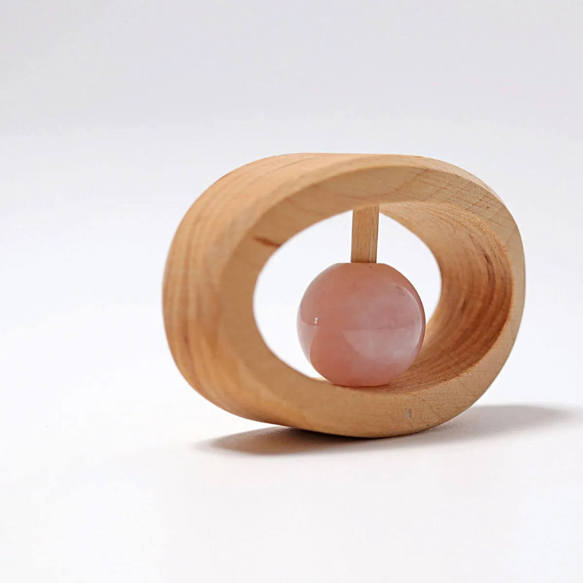 Grimm's Wooden Rattle Rose Quartz