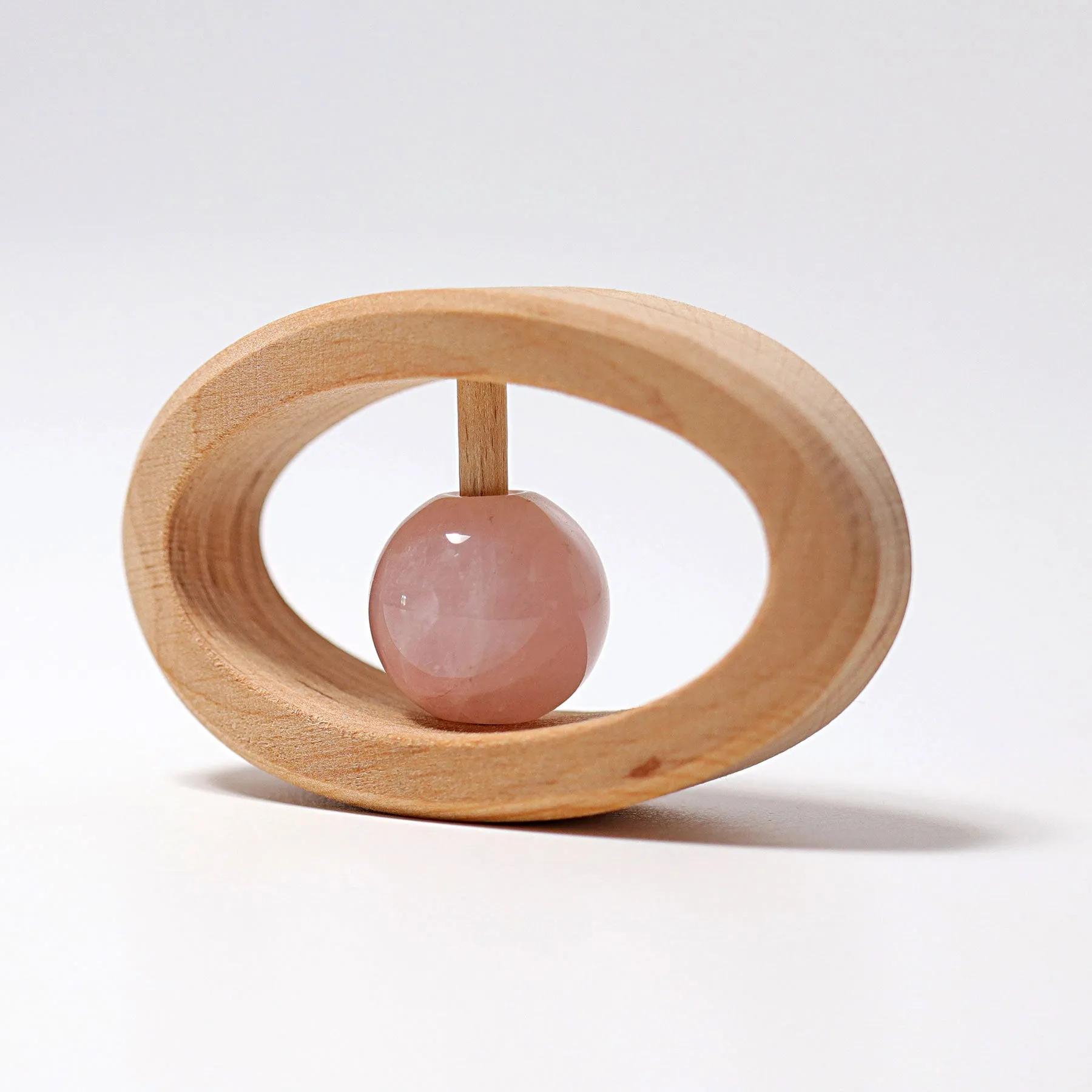 Grimm's Wooden Rattle Rose Quartz